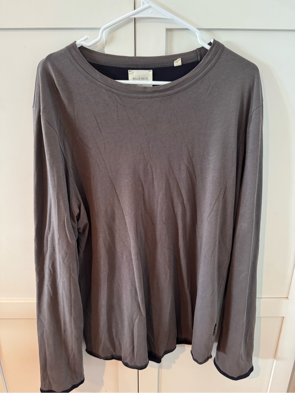 Billy Reid Long Sleeve Tee in Slate Gray Large